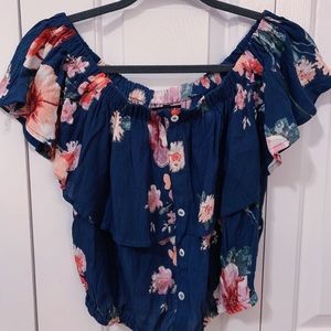 Off the shoulder button down blouse